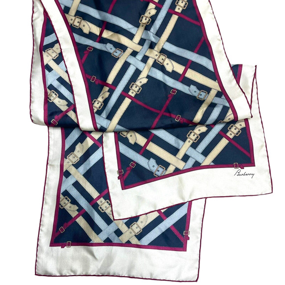 BURBERRY Silk Belt Nova Check Plaid Belt Print Rectangle Scarf 11x62 - Picture 4 of 16